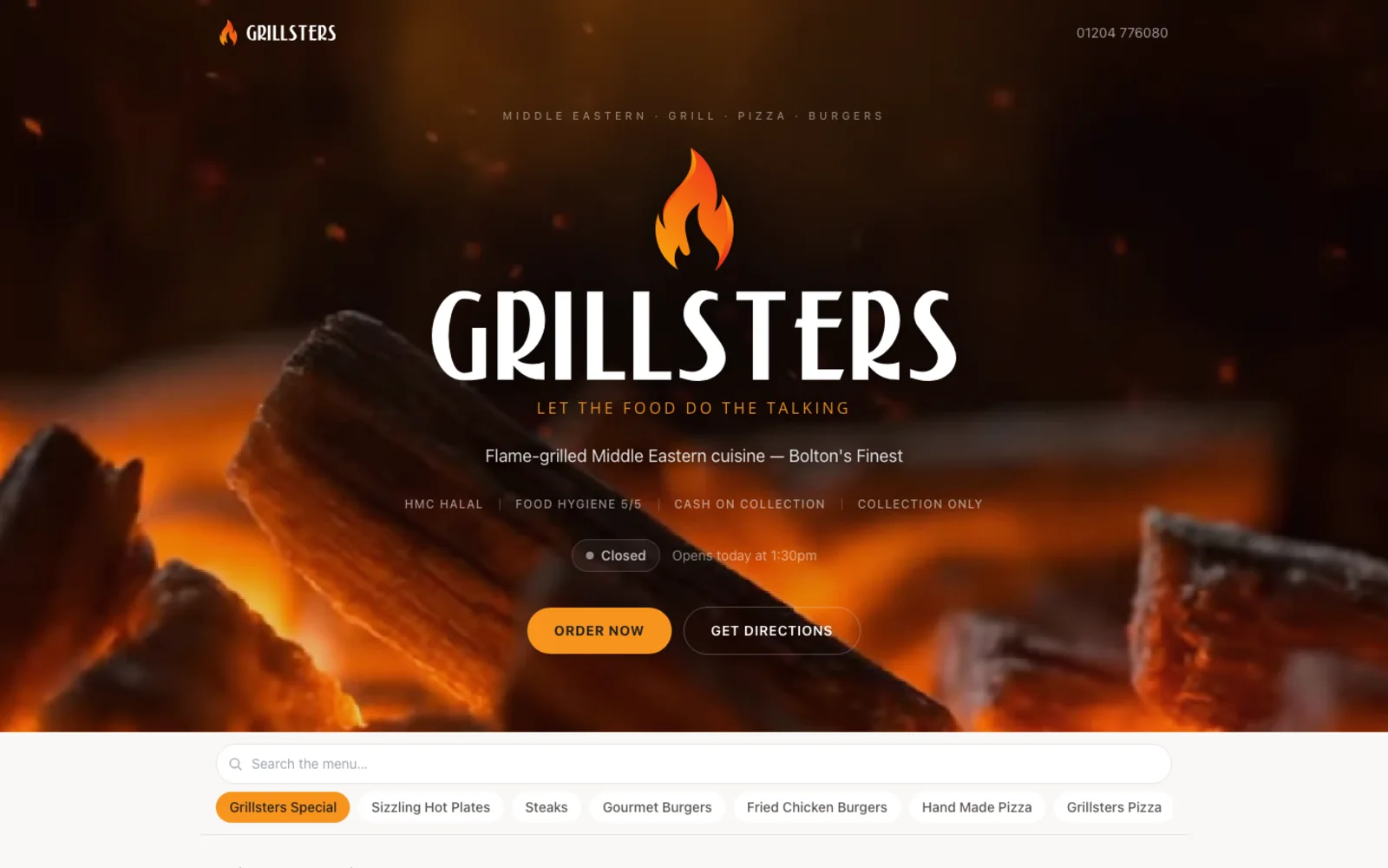 The Grillsters online ordering site, live at grillsters.online